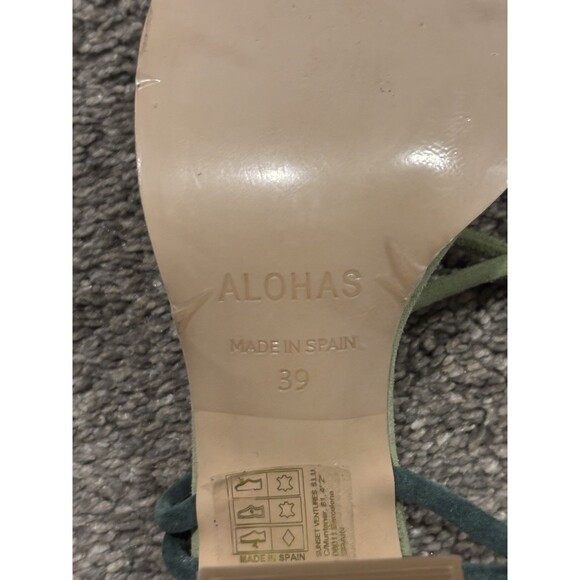ALOHAS Grace Suede Strappy Lace Up Heeled Sandals in Green Sz 39 US 8-8.5 - Picture 7 of 8